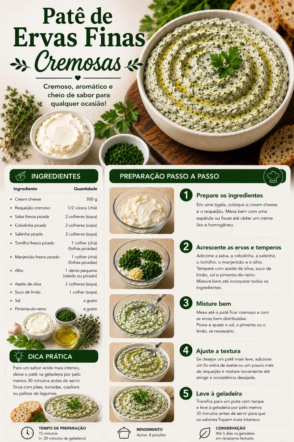 Receita de patê de ervas finas cremosas
