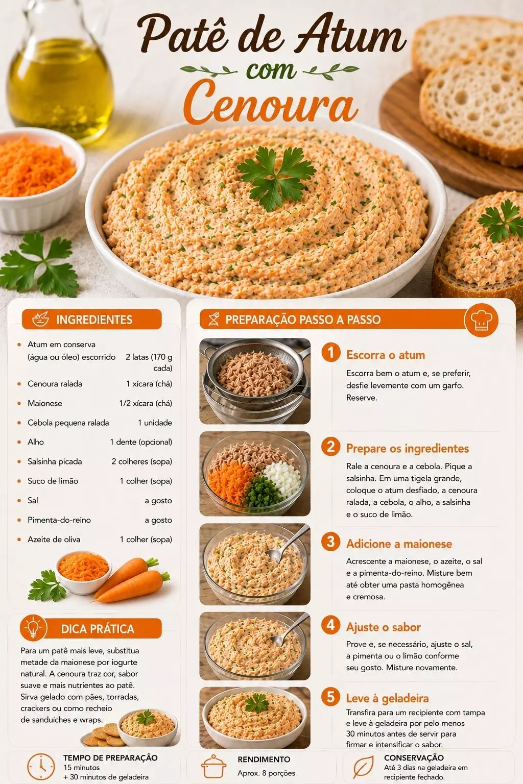 Receita de patê de atum com cenoura